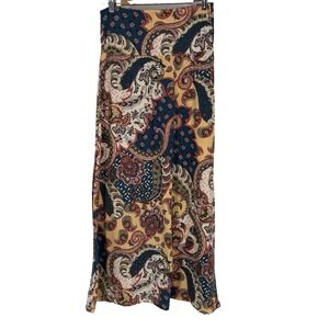 Popana Womens Maxi Skirt Large Stretch Colorful Paisley Boho Hippie Festival